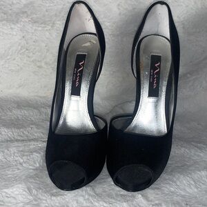 Nina Shoes Black Peep Toe Heels